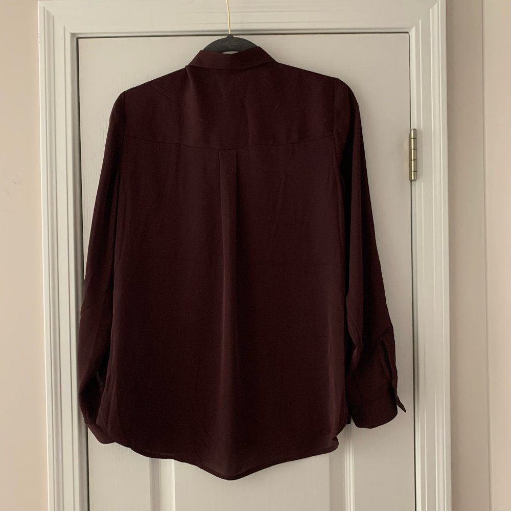 Maroon, Button Up, Chiffon, Professional Blouse - image 3